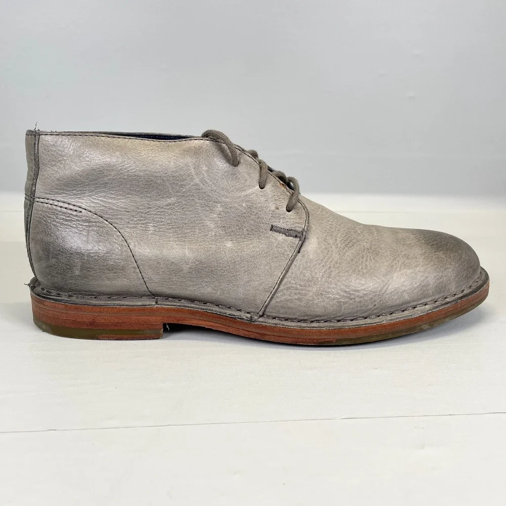 Cole Haan Glenn Chukka Boots Mens Size 9 M Gray Leather Burnished Desert Shoes